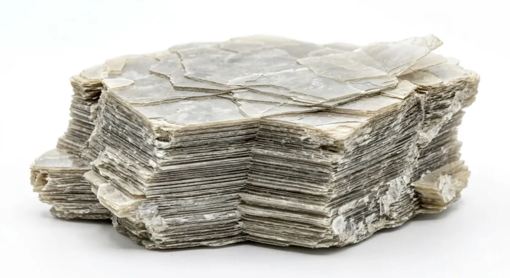 Natural Muscovite block mica specimen showing thick